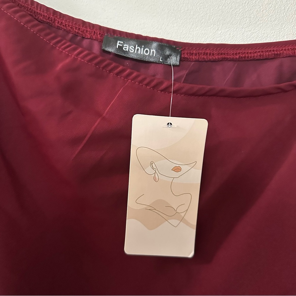Elegant Burgundy‎ Off-Shoulder Dress Size Large - Picture 4 of 8